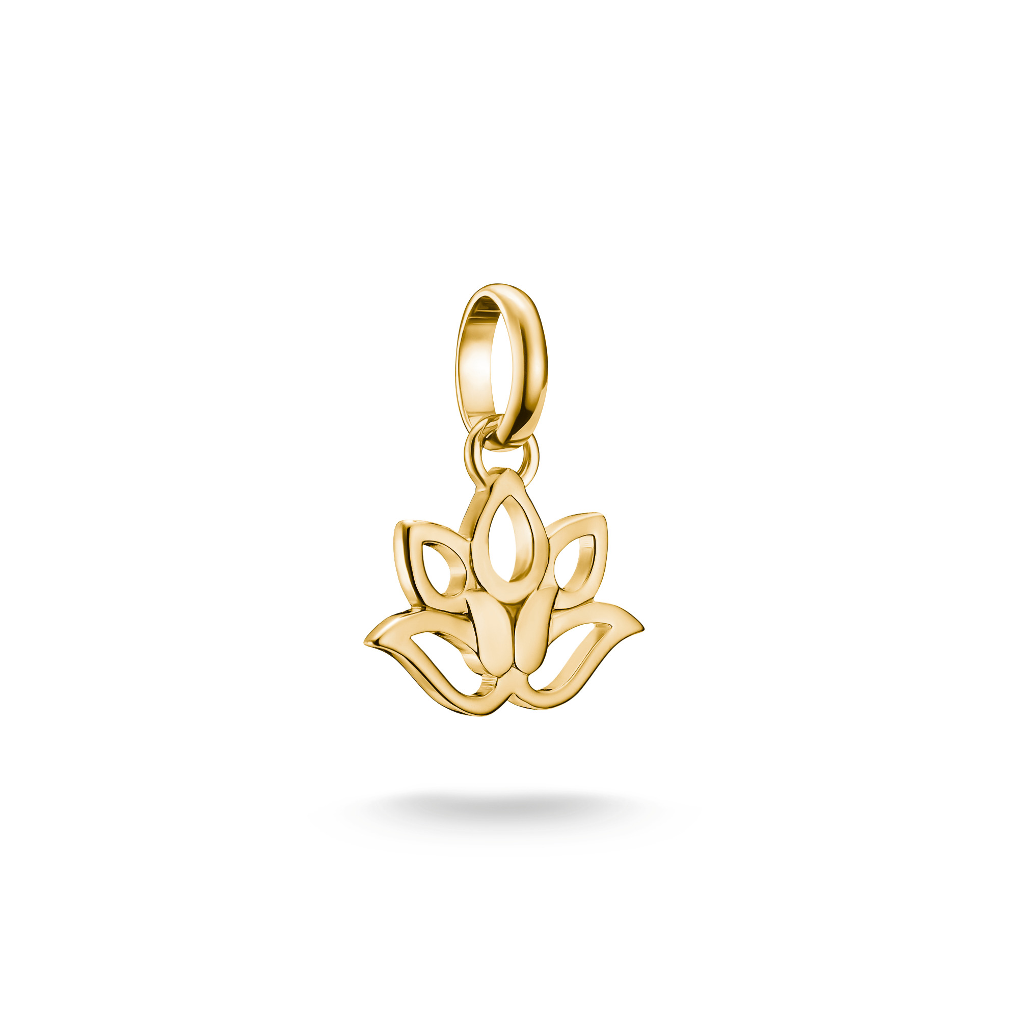 Charm in Form einer Lotusblüte aus 18k Gelbgold Vergoldung mit Öse, ideal für die Thomas Sabo Connect Kollektion, neu und elegant gestaltet.