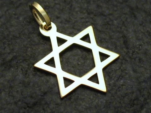 Davidstern groß - Gold 585 - Anhänger, Hersteller: Juwelier Harnisch, symbolisiert Religion und Tradition in elegantem Design, ideal als Schmuckstück oder Geschenk.