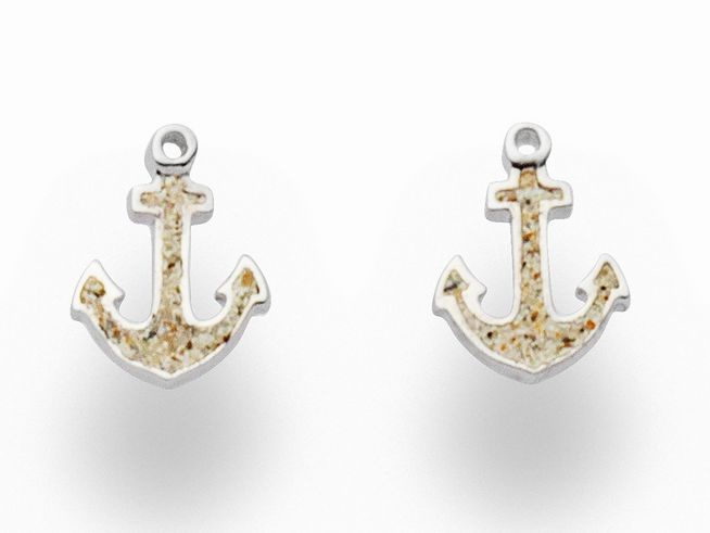 DUR Ohrring Hoffnung O5045 aus Sterling Silber, in Form eines Ankers mit sandfarbenem Finish, ideal für einen maritimen Look.