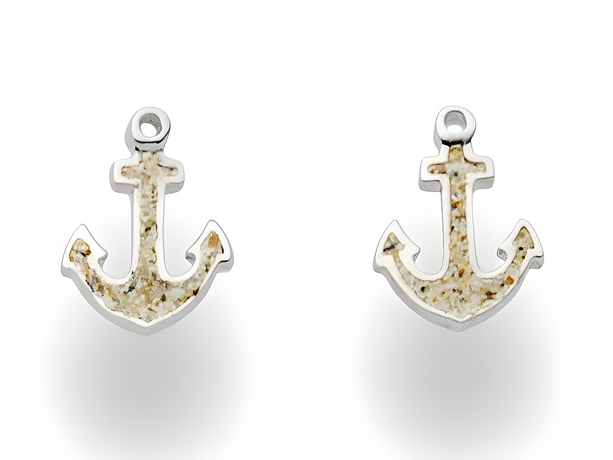 DUR Ohrring Hoffnung O5045 aus Sterling Silber, in Form eines Ankers mit sandfarbenem Finish, ideal für einen maritimen Look.
