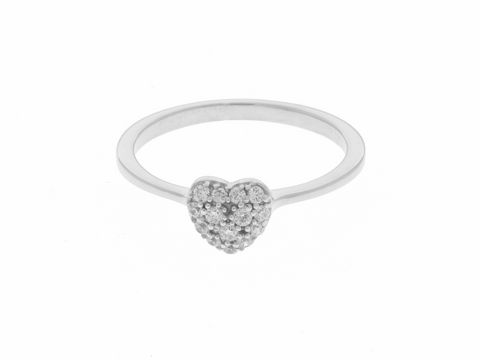 302378-0 Ring Herz Silber rhodiniert bezaubernd Größe 52 Hersteller Juwelier Harnisch elegantes Design mit funkelnden Zirkonia im Herzstück ideal als Geschenk oder für besondere Anlässe.