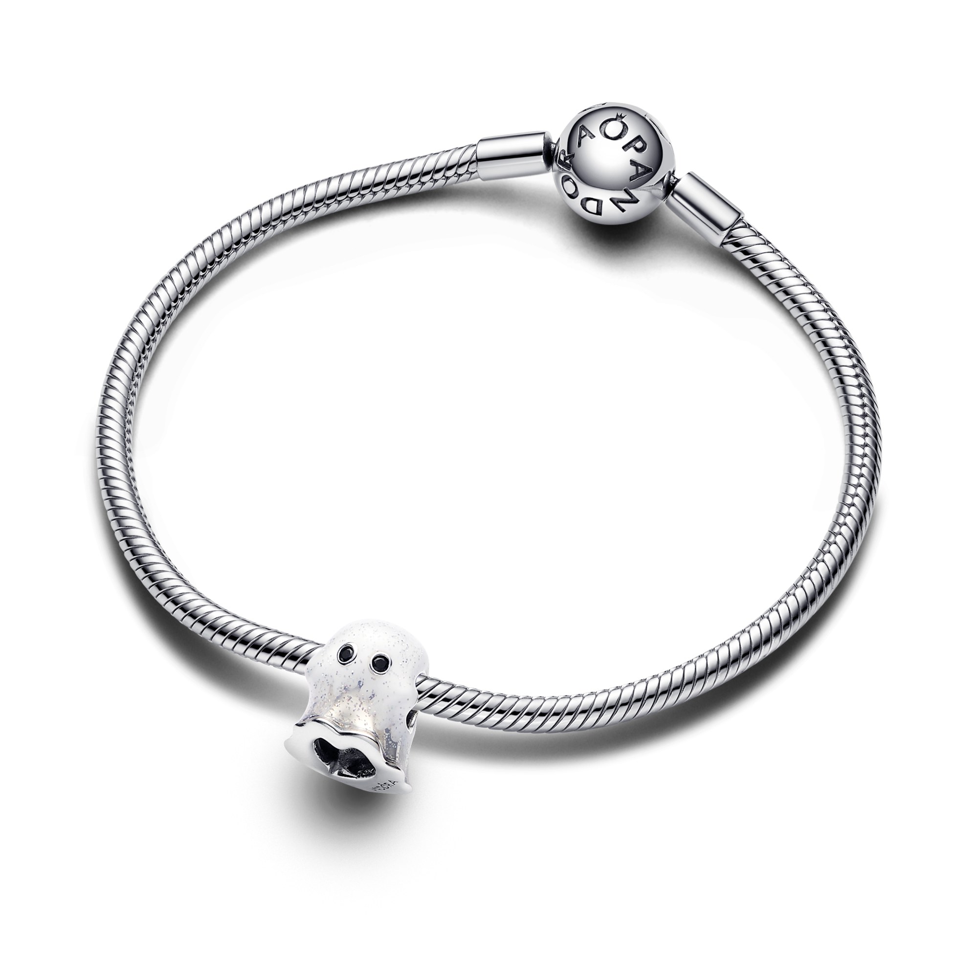 Pandora leuchtet in der Dunkleheit - Boo Ghost Charm - Sterling Silber - Kristall - Emaille – Ansicht 4