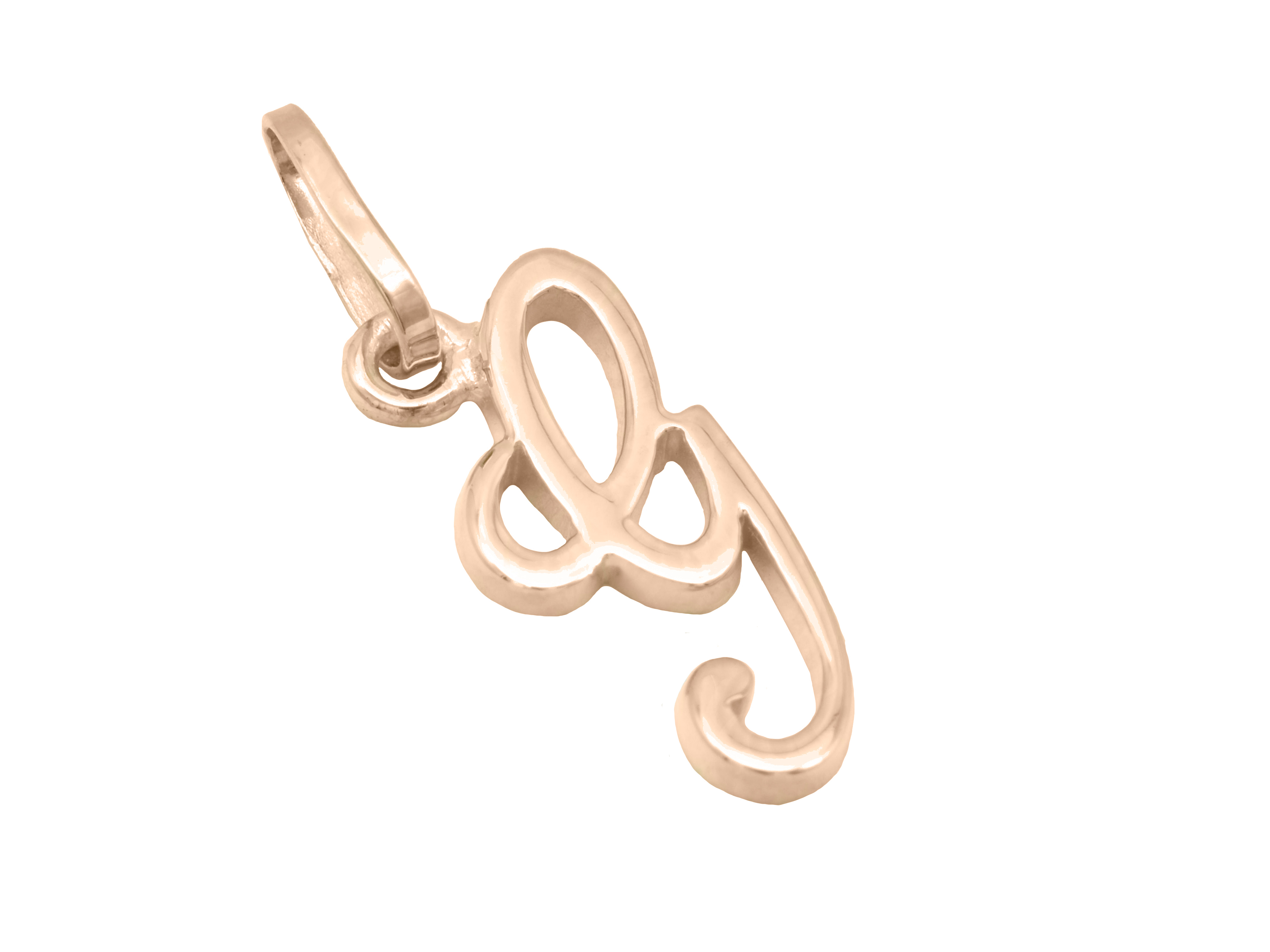 Buchstaben Anhänger G aus Sterling Silber roségold vergoldet, poliert, hergestellt von Juwelier Harnisch, elegant gestaltet und ideal für persönlichen Schmuck.