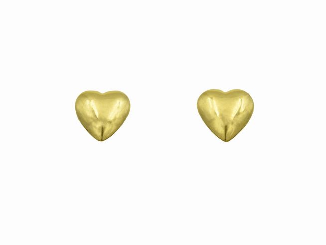 Ohrringe Ohrstecker Herz aus Sterling Silber, gelbgold vergoldet, Hersteller Juwelier Harnisch, Ohrstecker ohne Stein, elegante, herzförmige Gestaltung ideal für jeden Anlass.