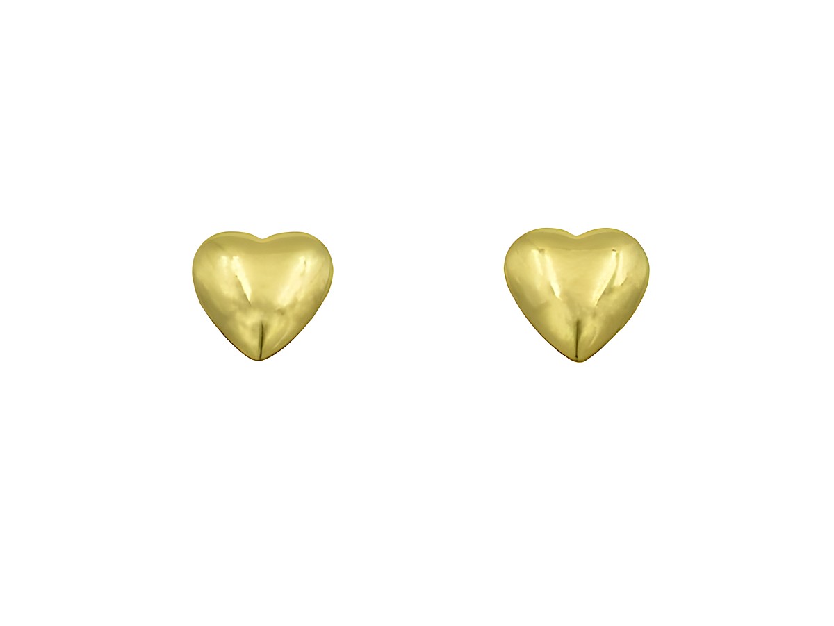 Ohrringe Ohrstecker Herz aus Sterling Silber, gelbgold vergoldet, Hersteller Juwelier Harnisch, Ohrstecker ohne Stein, elegante, herzförmige Gestaltung ideal für jeden Anlass.
