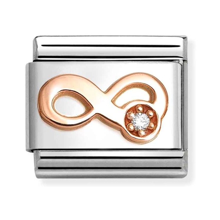 Nomination Composable Classic Charm Unendlichkeit weiß - Edelstahl, roségoldfarben, Zirkonia