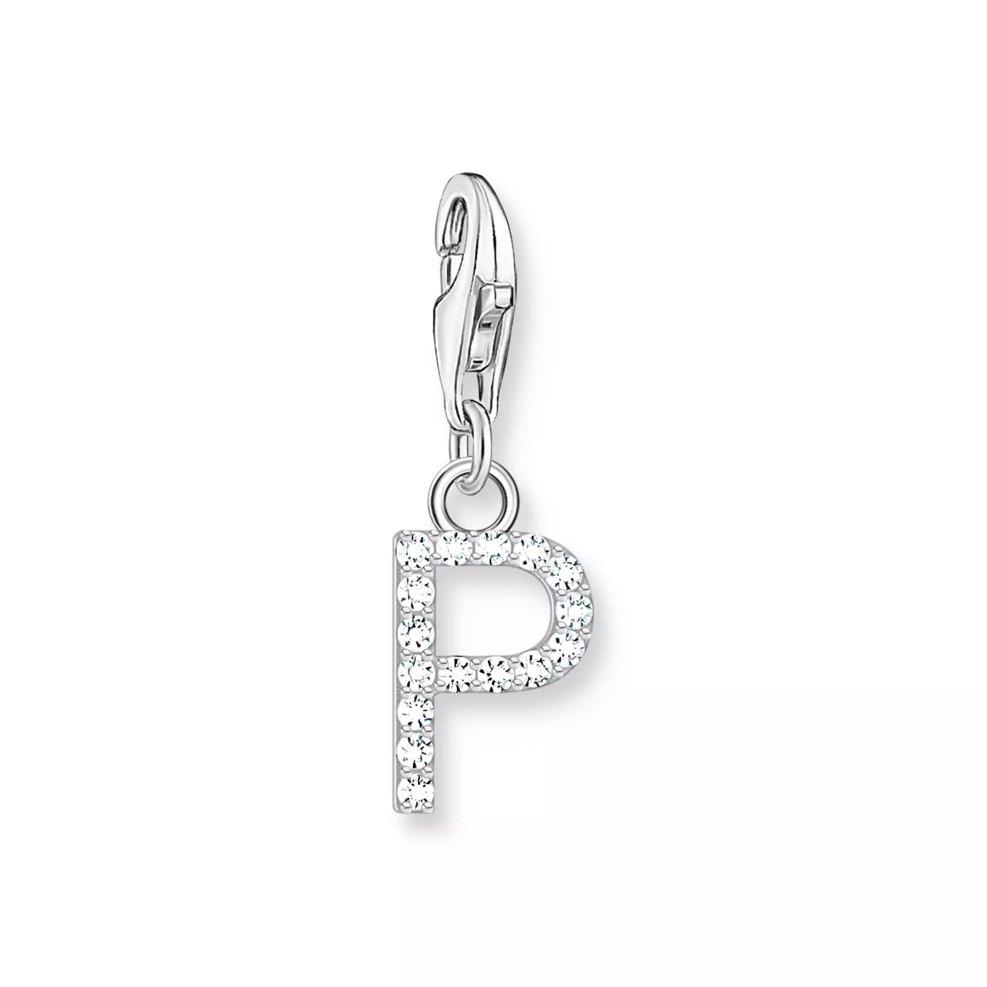 Thomas Sabo Charm-Anhänger - funkelnder Buchstabe P - Silber & Zirkonia - Weiß