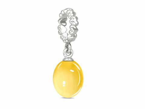 Silber Anhänger von Endless Charm 43311-11 mit einem gelben, ovalen Edelstein, der den Geburtsstein für den November darstellt, elegant an einem geschlossenen Ring befestigt.