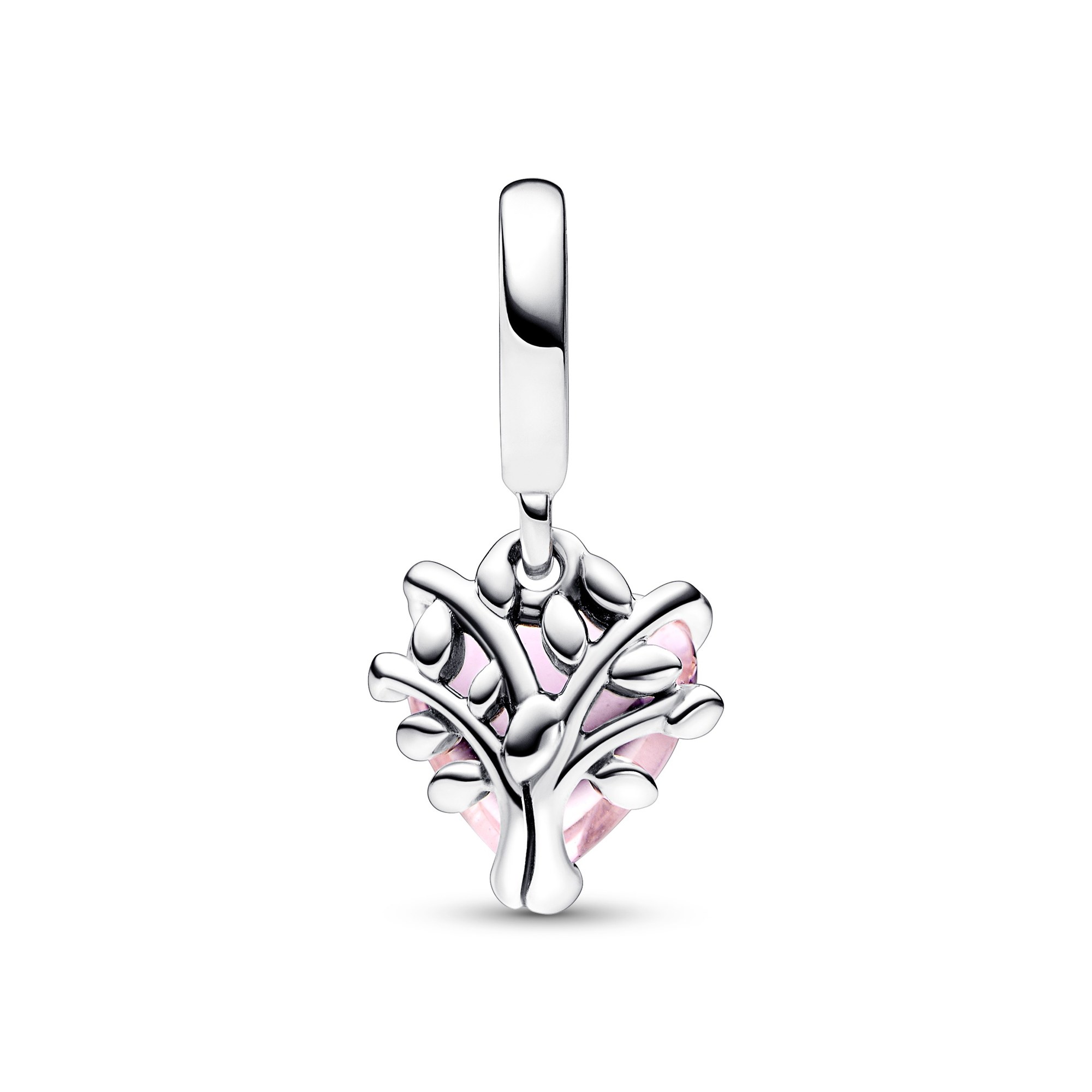 Pandora Rosafarbener Stammbaum & Herz Charm-Anhänger - Sterling Silber Ansicht 2 – Ansicht 2
