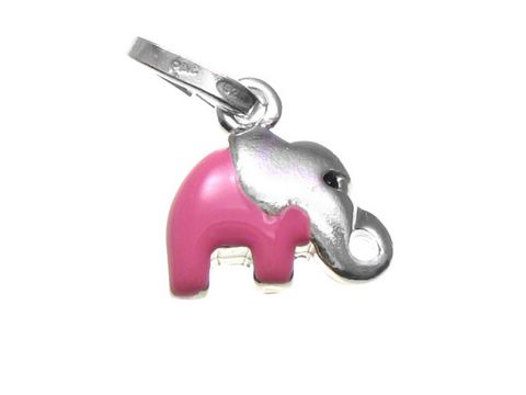 Kinderschmuck Sterling Silber Anhänger Elefant mit rosa Emaille, von Juwelier Harnisch, dekorativer und süßer Elefant für Kinder, ideal als Anhänger für eine Kette oder Armband.