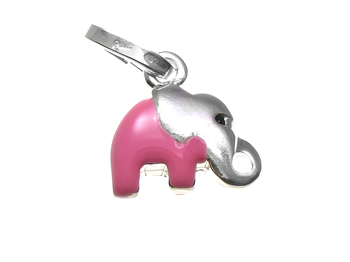 Kinderschmuck Sterling Silber Anhänger Elefant mit rosa Emaille, von Juwelier Harnisch, dekorativer und süßer Elefant für Kinder, ideal als Anhänger für eine Kette oder Armband.