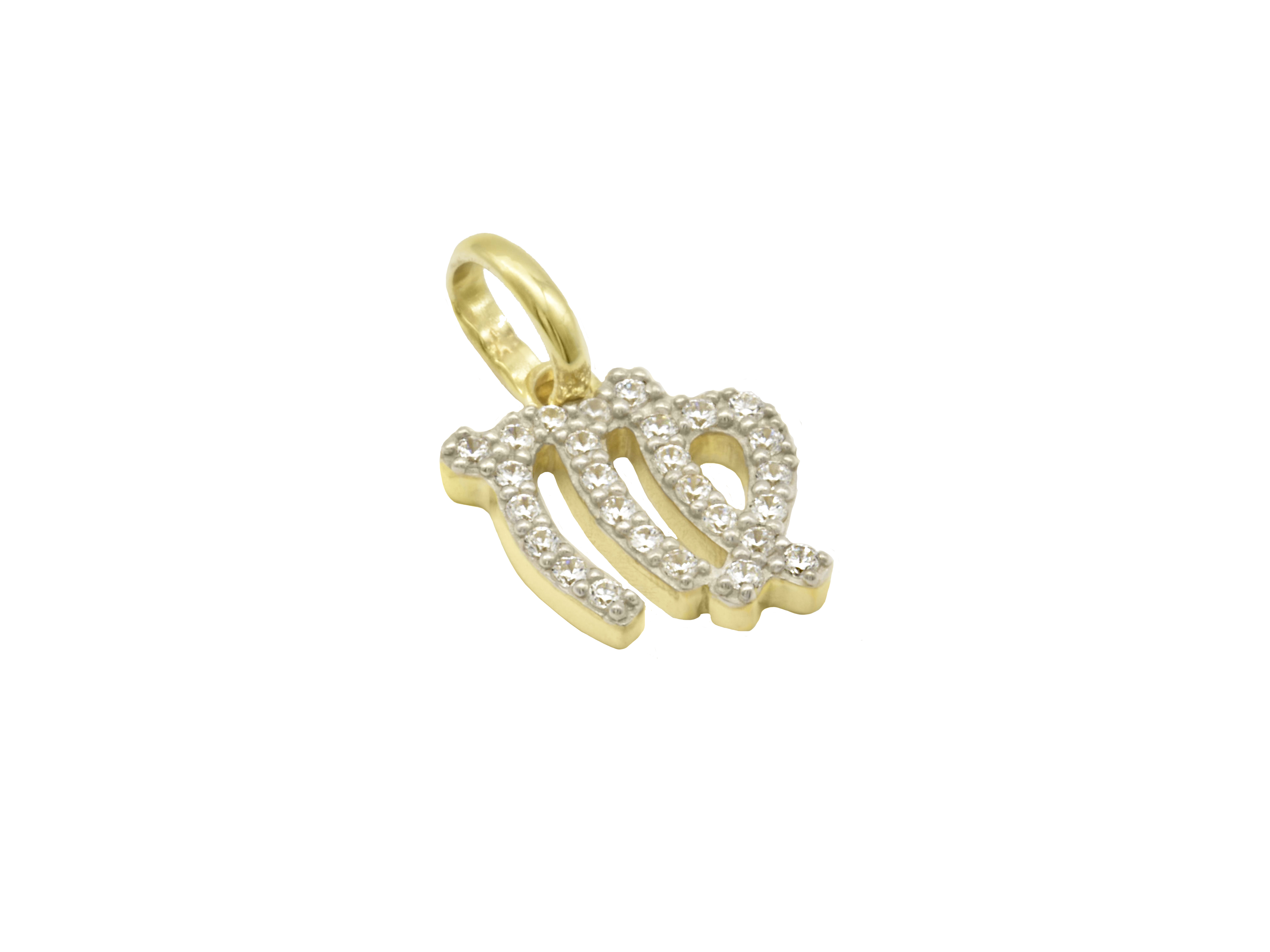 Anhänger Sternzeichen Jungfrau - Sterling Silber 925 vergoldet Gelbgold poliert - Zirkonia Anhänger für das Sternzeichen Jungfrau aus Sterling Silber 925, vergoldet in poliertem Gelbgold, verziert mit funkelndem Zirkonia, hergestellt von Juwelier Harnisch.