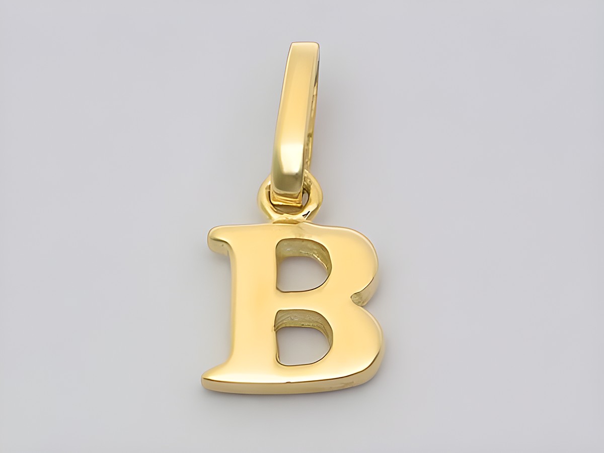 Gold Buchstaben Anhänger Buchstabe B aus 585 Gold, gefertigt vom Juwelier Harnisch, ideal als persönliches Geschenk oder Schmuckstück für besondere Anlässe.