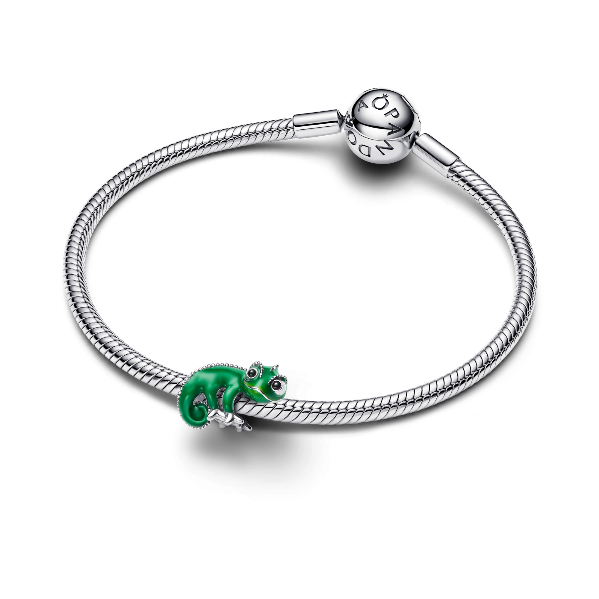 Pandora Disney Rapunzel neu verföhnt Pascal farbwechselndes Charm - Sterling Silber - Emaille Kristall Grün – Ansicht 3