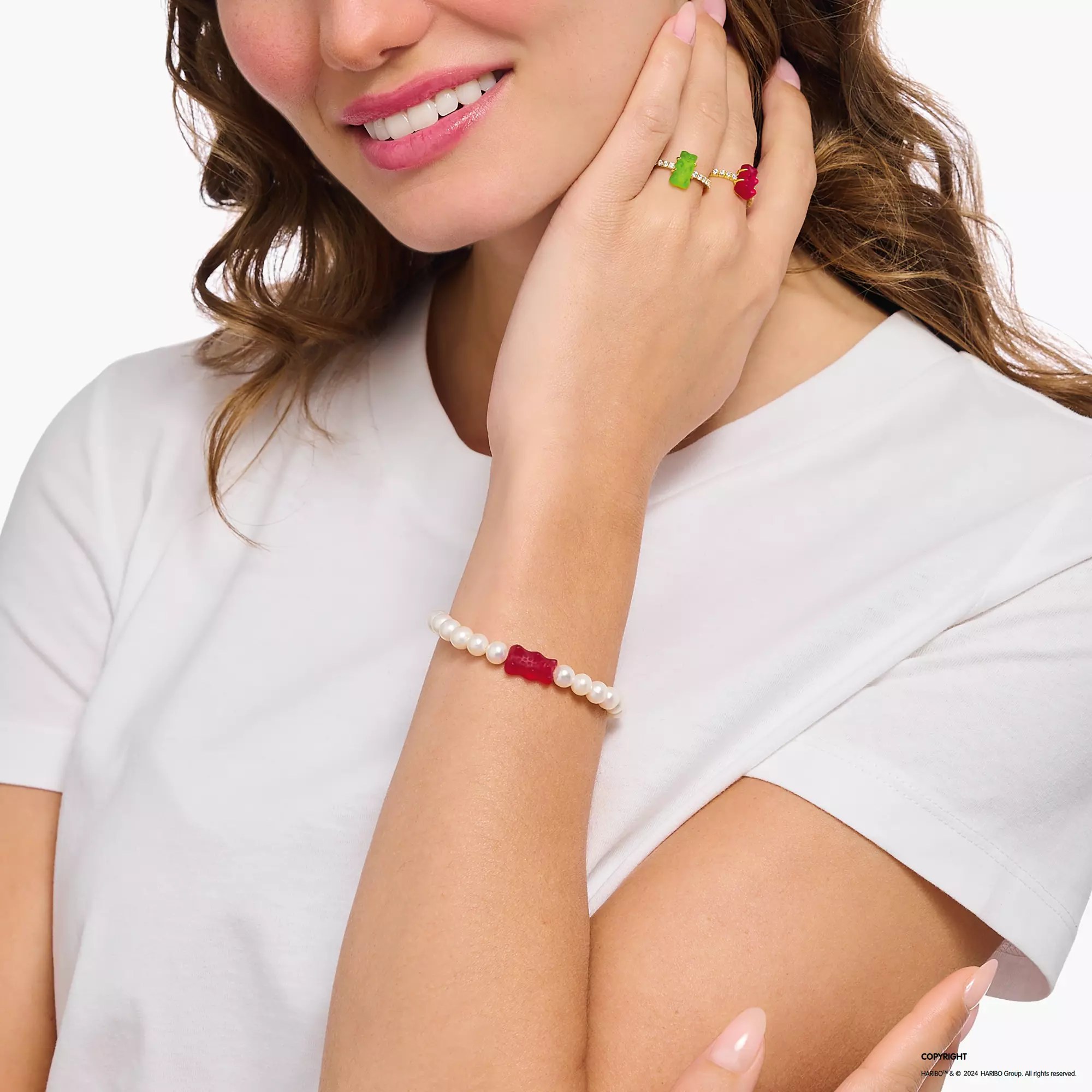 Thomas Sabo Armband - HARIBO Gummibärchen - Goldbär - Silber & Zuchtperlen & Glas - Rot - 15 cm – Ansicht 2