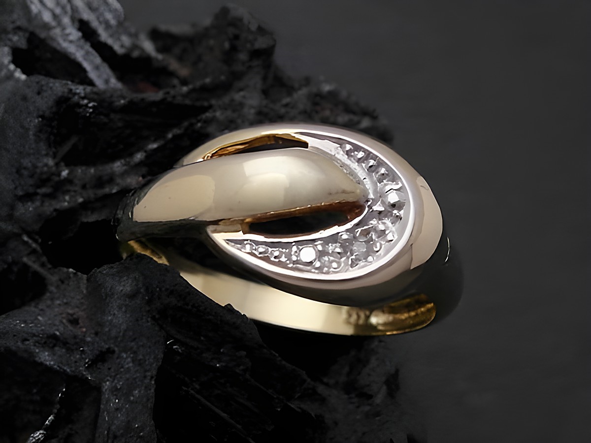 Gold Ring vollkommen Gold 333 bicolor Diamant Goldring Gr. 56,5 Hersteller Juwelier Harnisch bis Gr. 58/18,5 eleganter Ring mit funkelnden Diamanten in edlem Design.