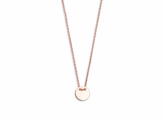 Xenox Sterling Silber Kette XS3567R in Roségold vergoldet mit Ankerkette und Gravurplatte, Länge 40-45 cm, elegantes und zeitloses Schmuckstück für individuelle Gravuren.