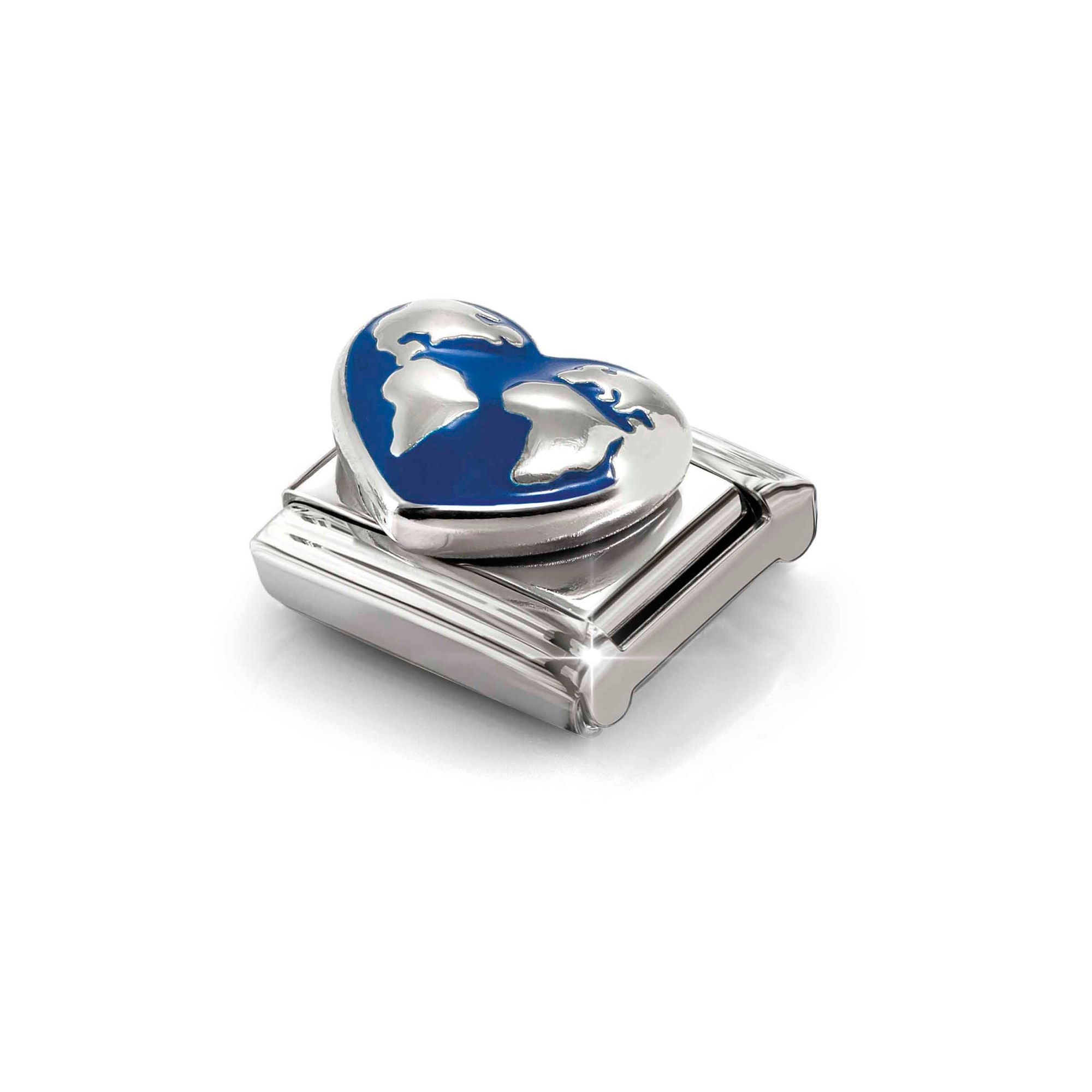 Nomination Composable Classic Charm Herz-Globus blau - Edelstahl, Silber 925, Emaille – Ansicht 5