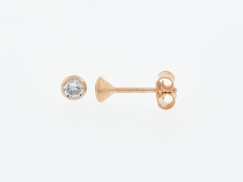 Silber Ohrringe in Kelchform, rosé vergoldet, Durchmesser 3,8 mm, mit funkelndem Zirkonia von Juwelier Harnisch. Elegant und zeitlos, perfekt für jeden Anlass.