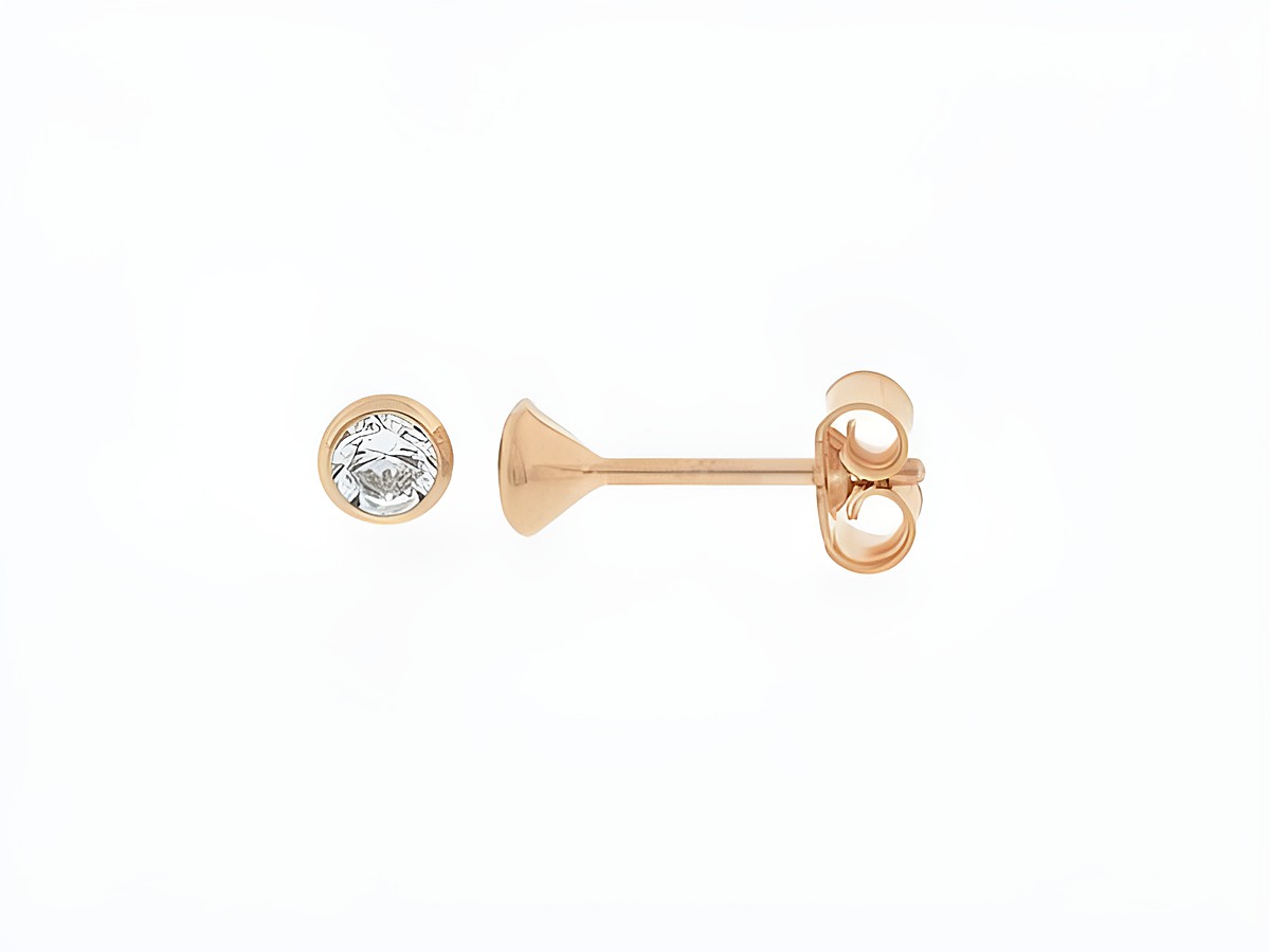 Silber Ohrringe in Kelchform, rosé vergoldet, Durchmesser 3,8 mm, mit funkelndem Zirkonia von Juwelier Harnisch. Elegant und zeitlos, perfekt für jeden Anlass.