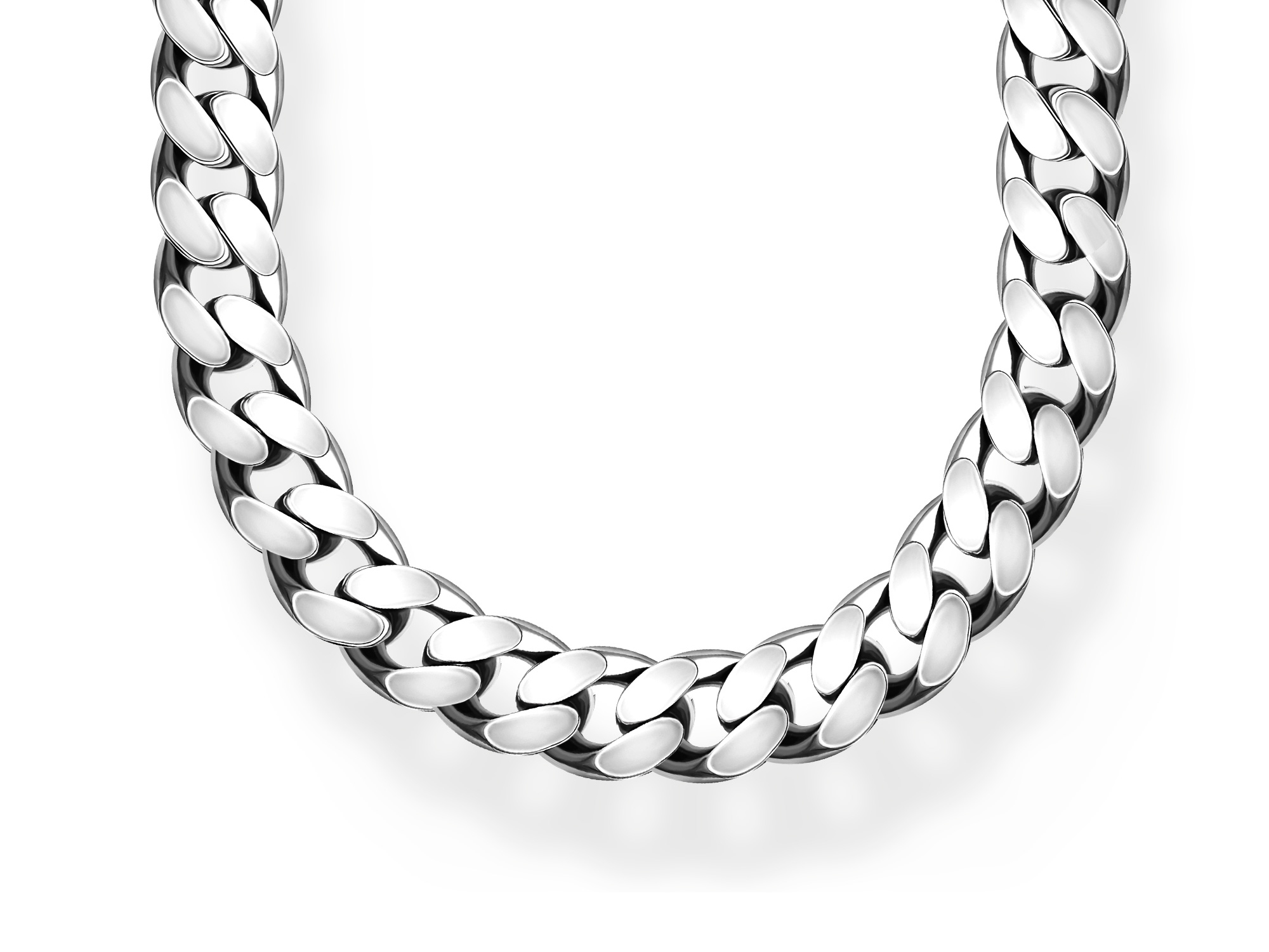 Silberne Kette von Thomas Sabo, Modell KE2324-637-21-L55, 55 cm lang, aus der Rebel Basics Kollektion, glänzendes Design ohne Anhänger, ideal für stylische Outfits.
