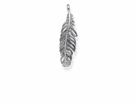 Thomas Sabo PE884-643-11 Anhänger aus Silber in Form einer eleganten Feder mit schwarzen Akzenten, ideal für Ketten und stilvolle Accessoires.