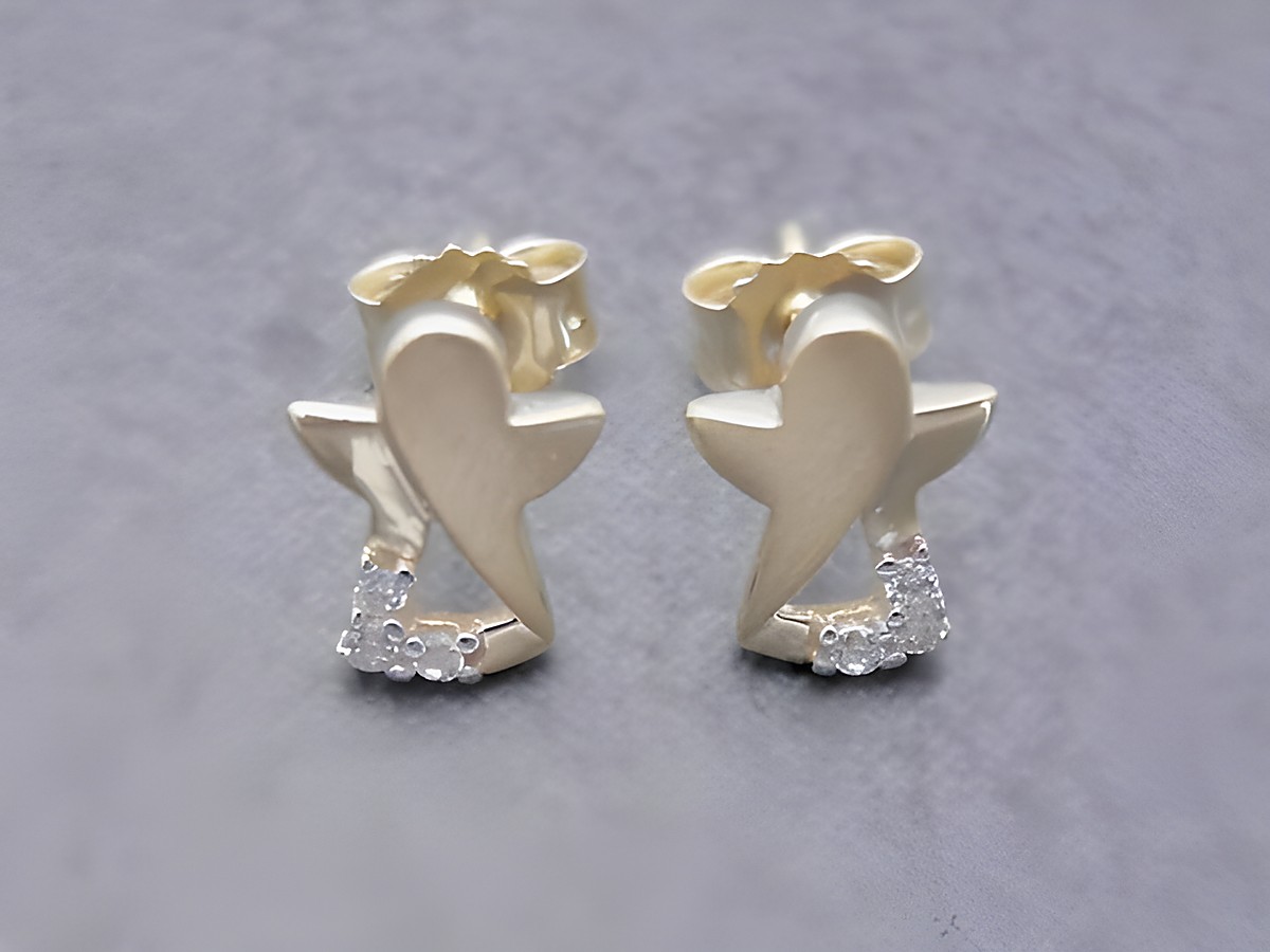Ohrringe Engel in Gold mit niedlichem Design, verziert mit weißen Zirkonia, hergestellt von Juwelier Harnisch, ideal für jeden Anlass.