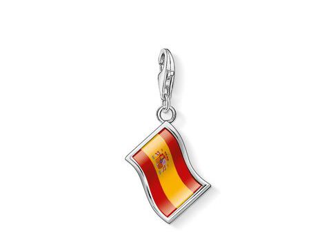Thomas Sabo Charm in Form der spanischen Flagge, elegant gestaltet mit transparentem Emaille in Gelb, perfekt für Ländercharms und Modeaccessoires.