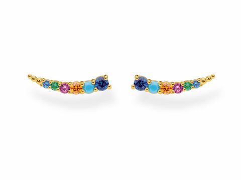 Ohrkletterer aus der Thomas Sabo Charming Collection in Silber und Gelbgold mit bunten Zirkonia-Steinen, elegantes Design für vielseitigen Ohrschmuck.