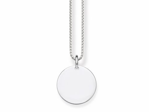Thomas Sabo Kette SCKE150220 aus 925 Sterling Silber mit runder Platte, ca. 38/40/42 cm, eleganter Anhänger, glänzende Oberfläche, zeitloses Design für jeden Anlass.