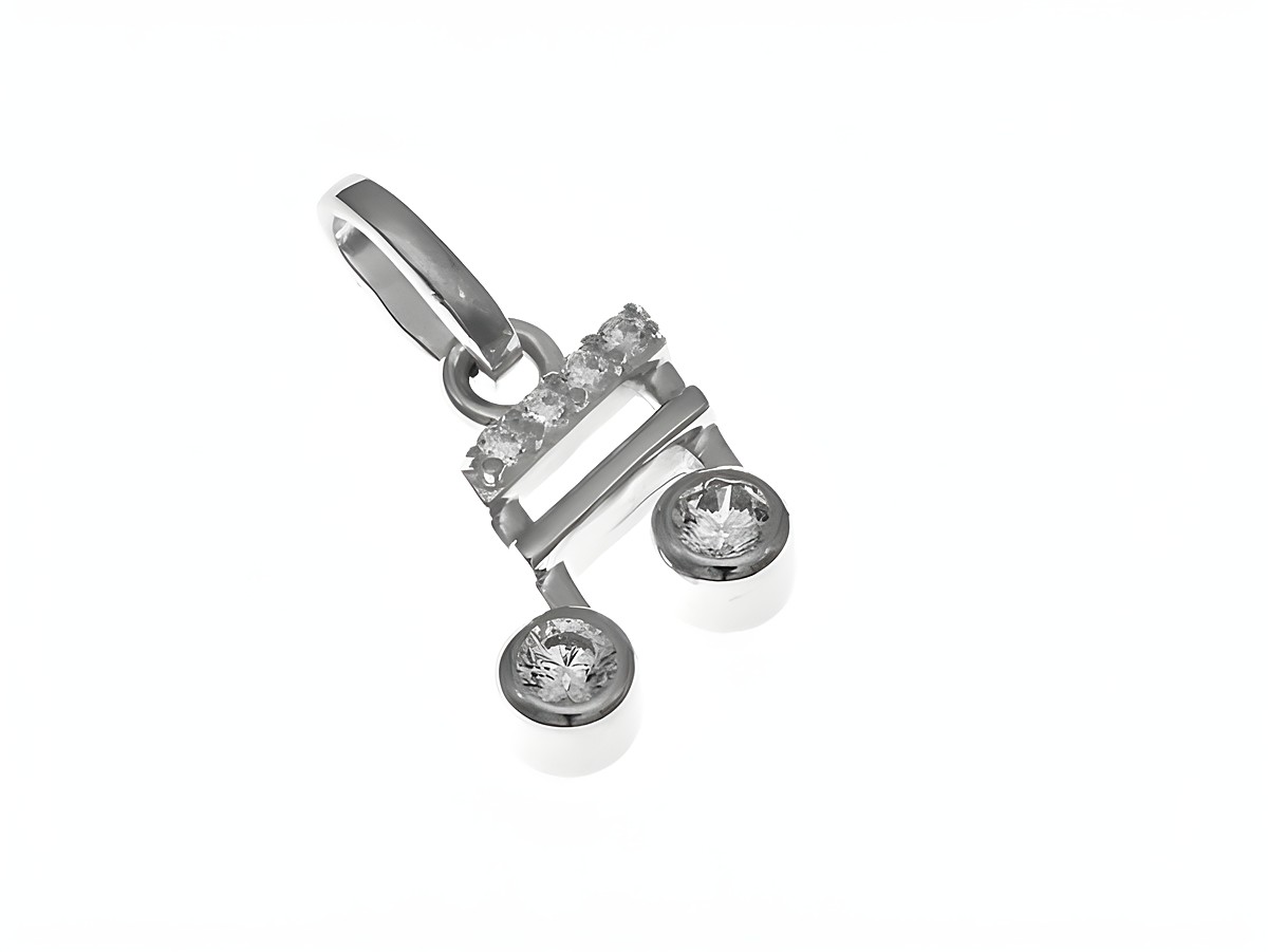 Notenmusiknote Anhänger aus Sterling Silber mit Zirkonia für Kinder, von Juwelier Harnisch, liebevoll gestaltetes Schmuckstück, ideal für junge Musikliebhaber.