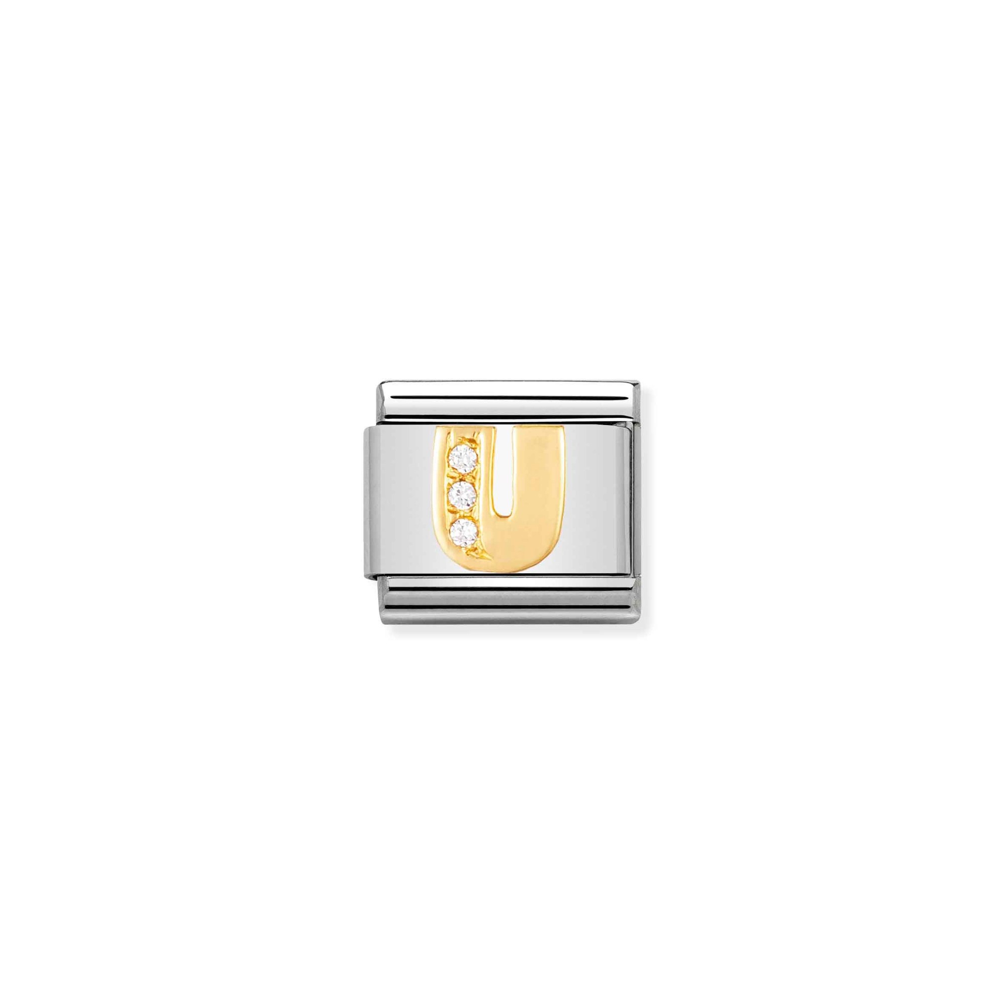 Nomination Composable Classic Charm Buchstabe U - Edelstahl, Gold 750 Gelbgold, Zirkonia