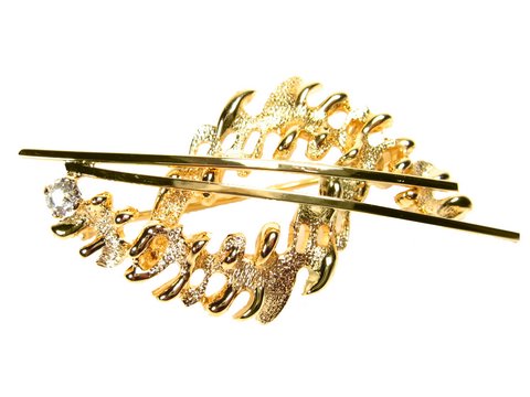Vergoldete Brosche -City- 56x27mm, Hersteller Juwelier Harnisch, elegante Strass Brosche mit feinen Details und glänzenden Elementen, erhältlich in weiteren Farben.