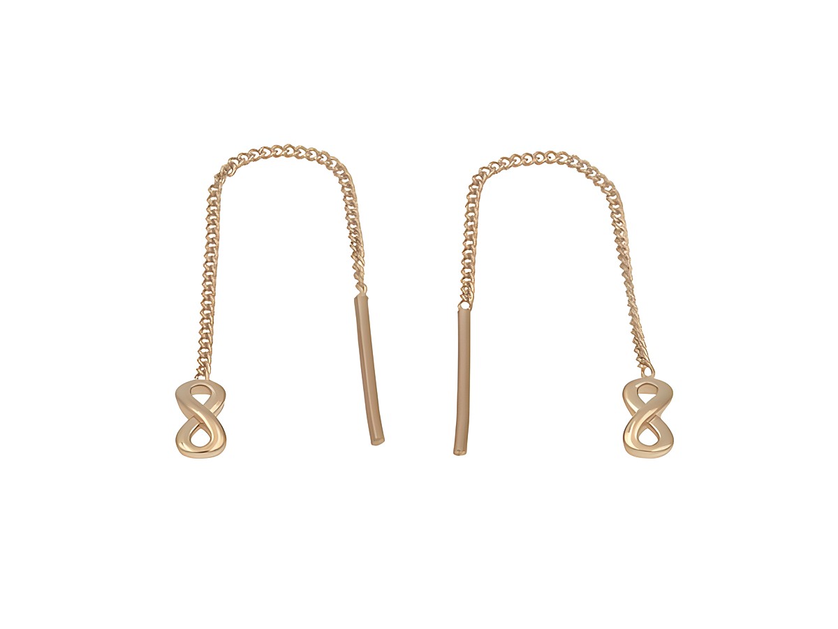 Ohrhänger aus Sterling Silber in Roségold, mit durchziehbarem Design und Unendlichkeitszeichen, ohne Stein, hergestellt von Juwelier Harnisch.