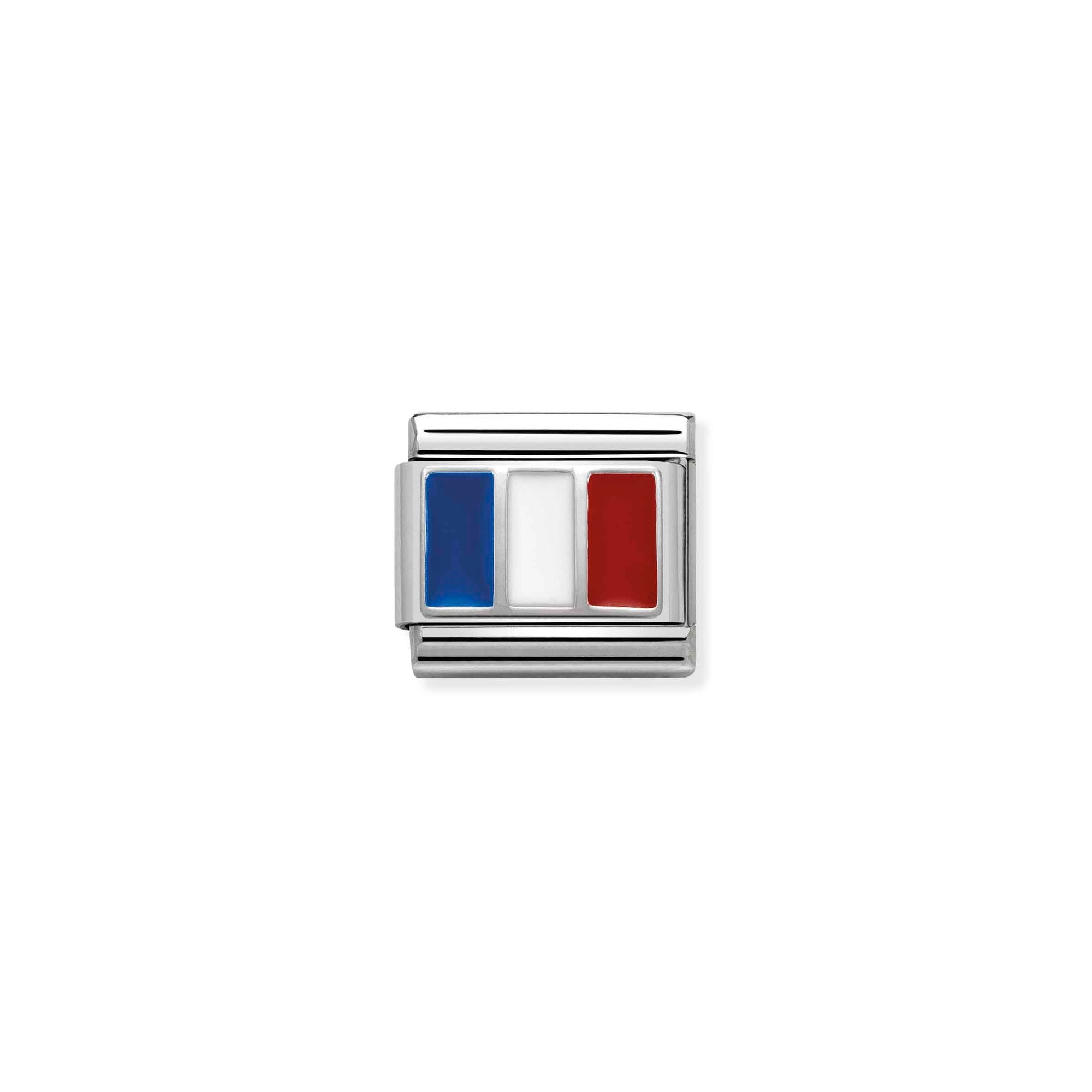 Nomination Composable Classic Charm Flagge Frankreich - Edelstahl, Sterling Silber, Emaille