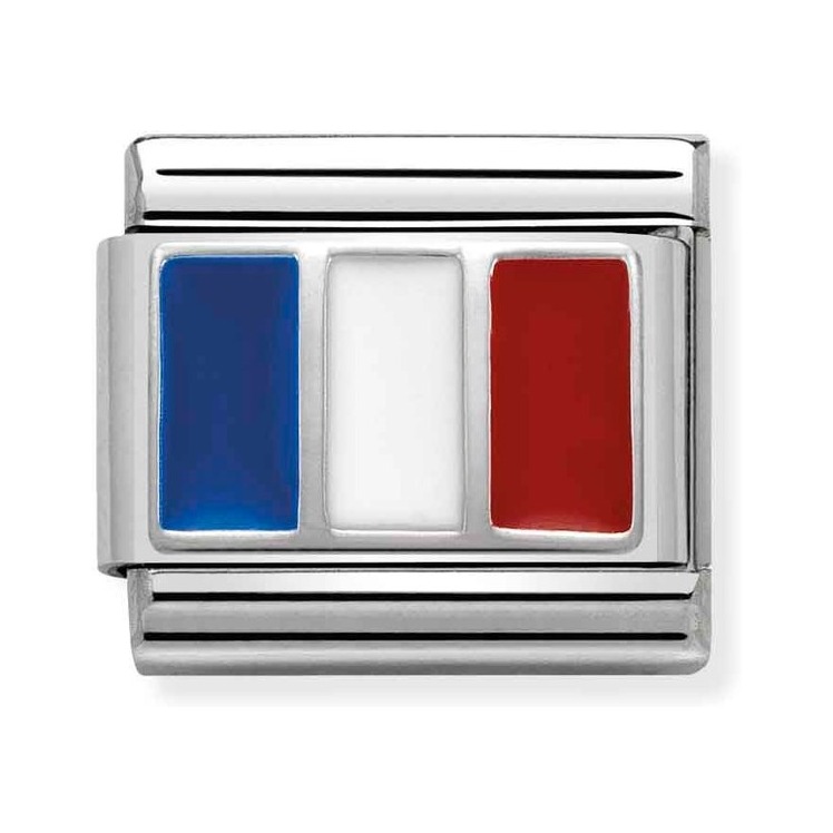 Nomination Composable Classic Charm Flagge Frankreich - Edelstahl, Sterling Silber, Emaille