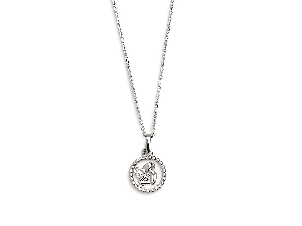Xenox Sterling Silber Kette XS3548 mit einer Länge von 40-45 cm, featuring ein Schutzengel-Anhänger in einem runden Rahmen, ideal für stilvolle und bedeutungsvolle Schmuckansprüche.