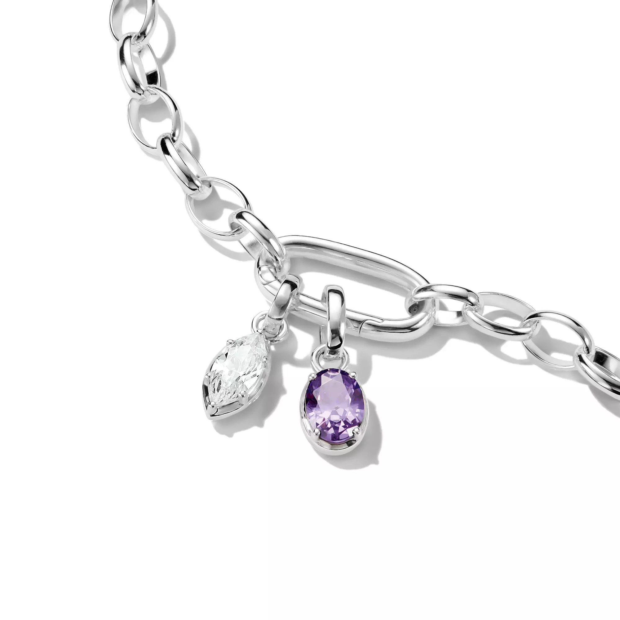 Thomas Sabo Connect - Birthstones Charm - Februar - Sterling Silber & Zirkonia - Violett - Charm mit Öse – Ansicht 4