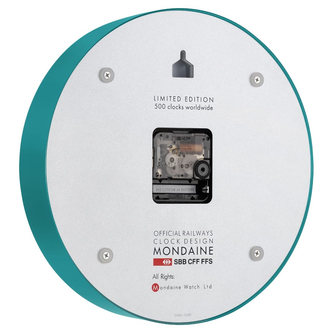 Mondaine Wanduhr 25 cm - Türkis – Ansicht 5