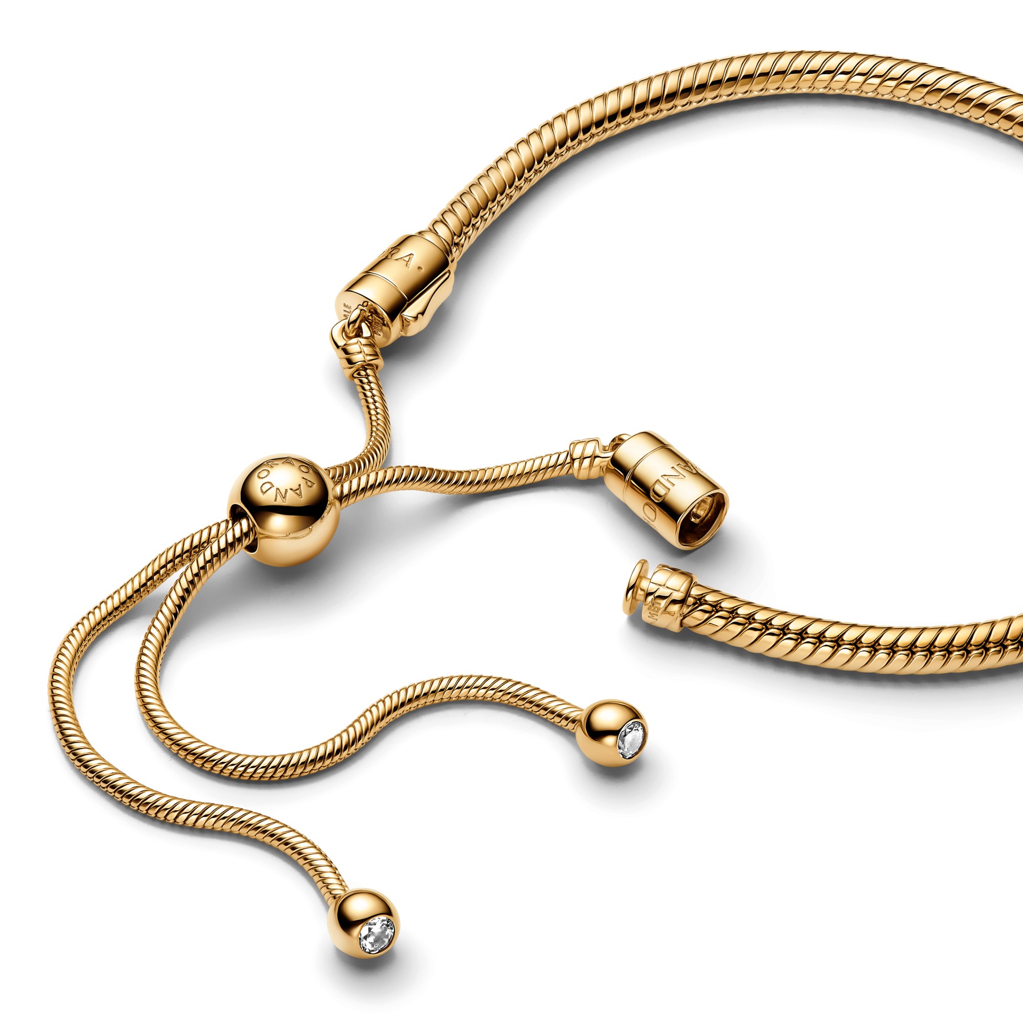 Pandora Gelbgold verg. Schiebearmband mit klarem Zironia - 28 cm – Ansicht 2