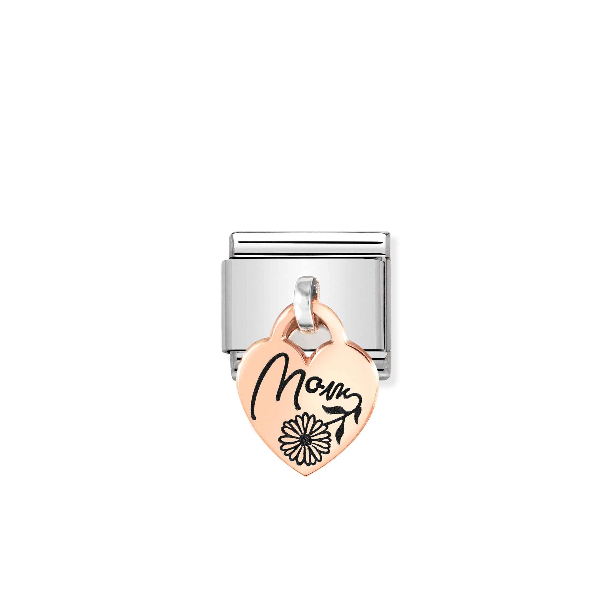 Nomination CLASSIC CHARMS - Charm-Anhänger - Roségold 375 mit Gravur - Herz + MOM