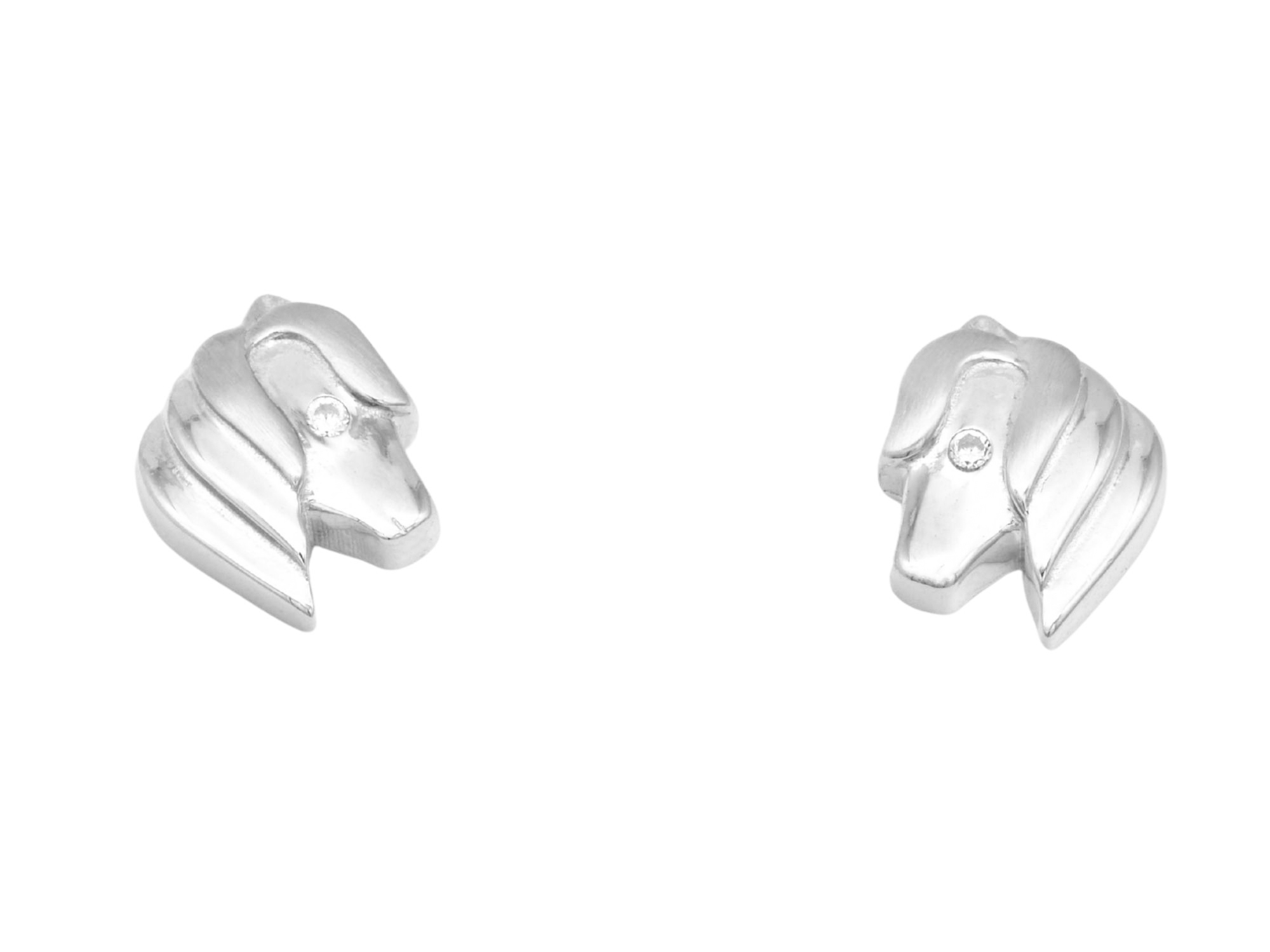 Ohrring Pferdekopf Ohrstecker - Sterling Silber teilmattiert rhodiniert