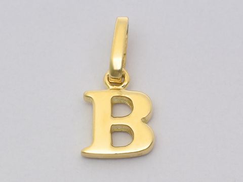 Gold Buchstaben Anhänger Buchstabe B in glänzender Optik, gefertigt vom Juwelier Harnisch, ideal als persönliche Note oder Geschenk für besondere Anlässe.