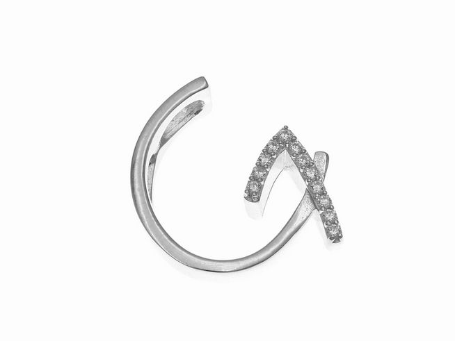 Anhänger aus poliertem Sterling Silber in Form des Buchstabens G, besetzt mit Zirkonia, Hersteller Juwelier Harnisch, ideal für modische Akzente.