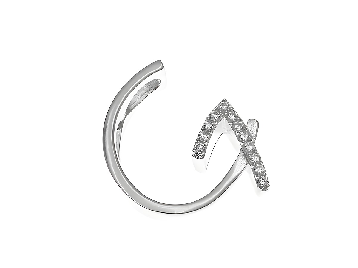 Anhänger aus poliertem Sterling Silber in Form des Buchstabens G, besetzt mit Zirkonia, Hersteller Juwelier Harnisch, ideal für modische Akzente.