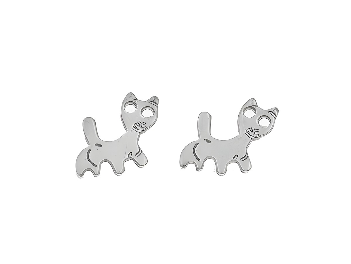 Ohrstecker Katze aus Sterling Silber, poliert und niedlich, ideal für Kinder, gestaltet vom Juwelier Harnisch.