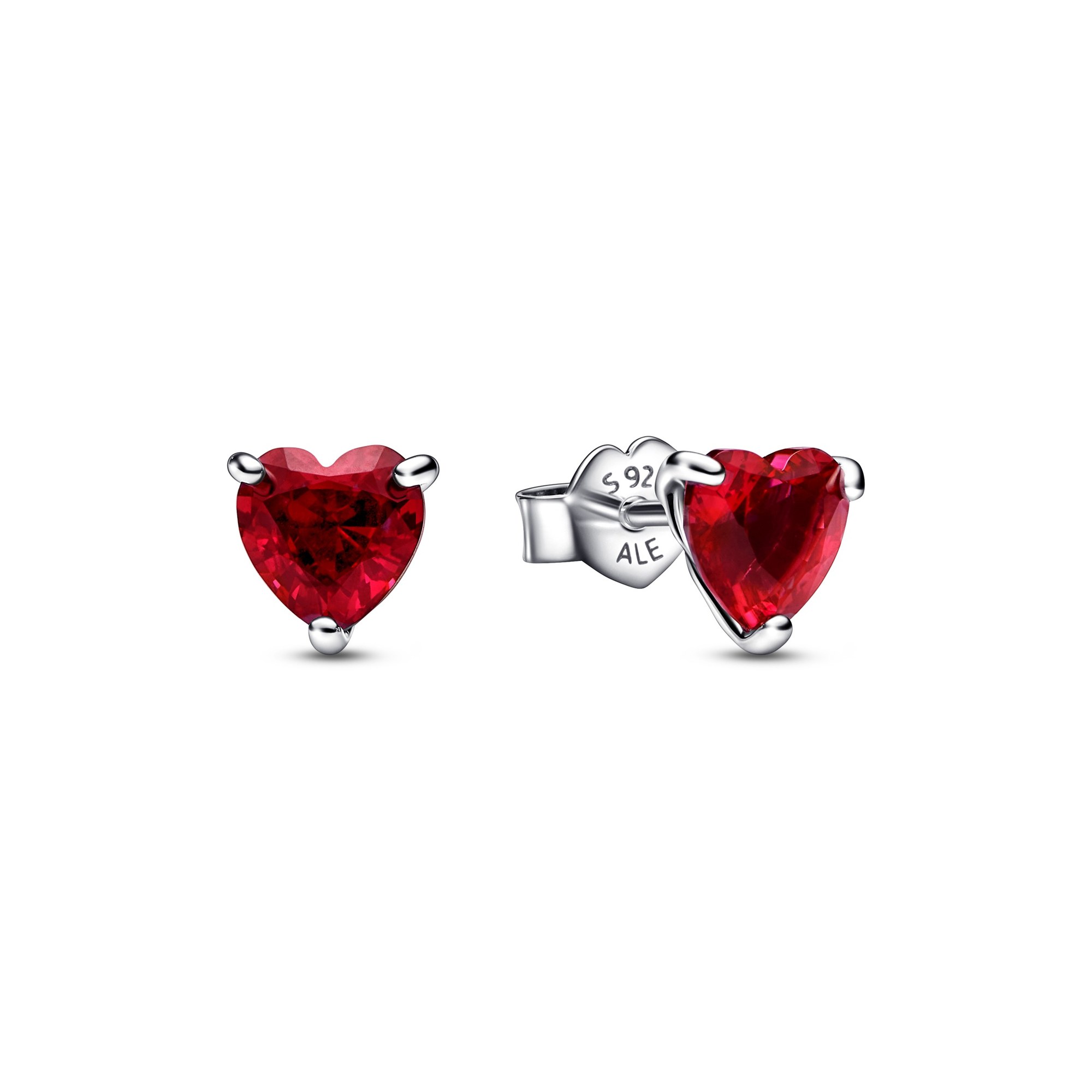 Pandora Ohrringe Ohrstecker - rotes Herz der Liebe - Silber - Kristall Rot