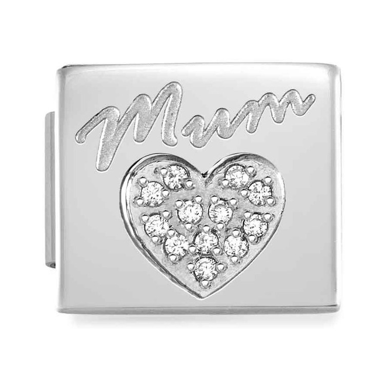 Nomination Composable Glam Charm Mum mit Herz - Edelstahl, Zirkonia
