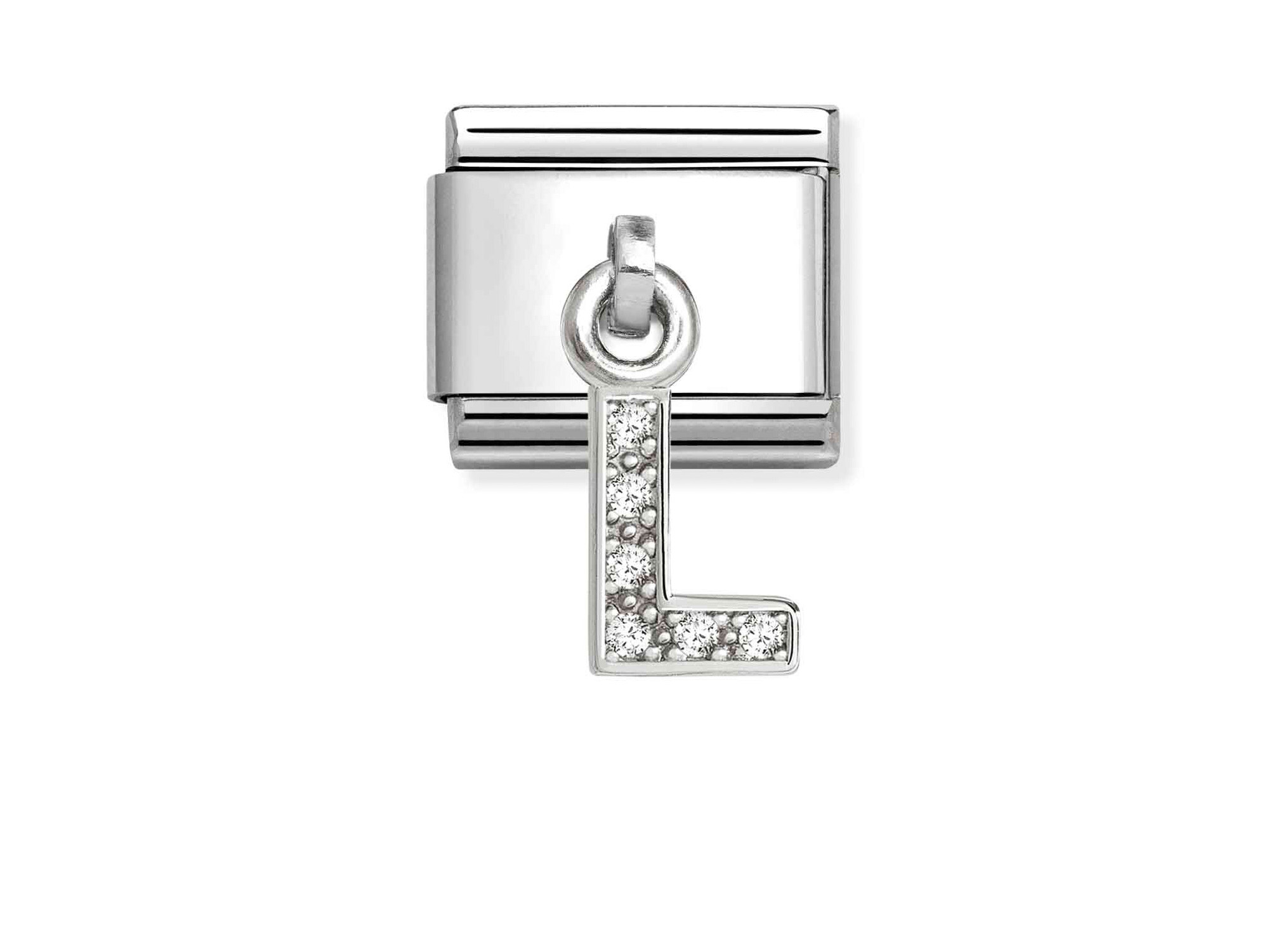 Classic Sterling Silber Charm in Form des Buchstabens L mit Zirkonia von Pandora, neu und glitzernd, ideal für individuelle Schmuckstücke.