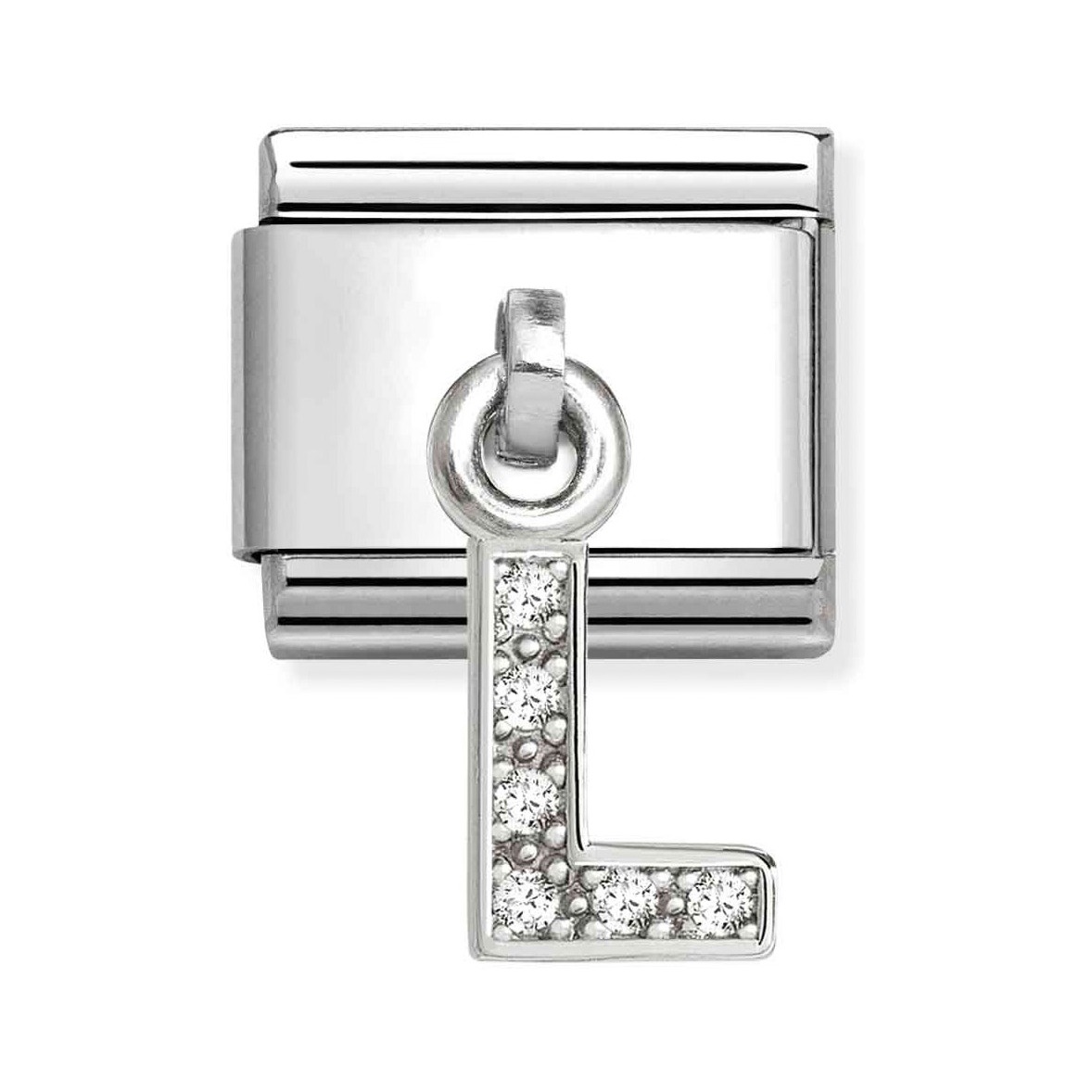 Classic Sterling Silber Charm in Form des Buchstabens L mit Zirkonia von Pandora, neu und glitzernd, ideal für individuelle Schmuckstücke.